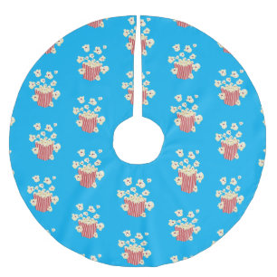 Cute funny jumping popcorn cartoon brushed polyester tree skirt