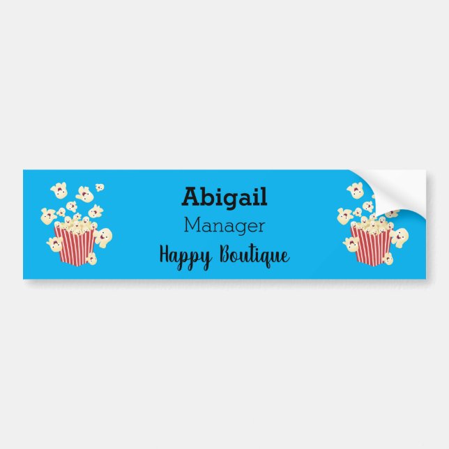 Cute funny jumping popcorn cartoon bumper sticker (Front)