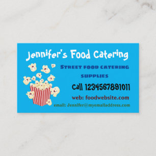 Cute funny jumping popcorn cartoon business card