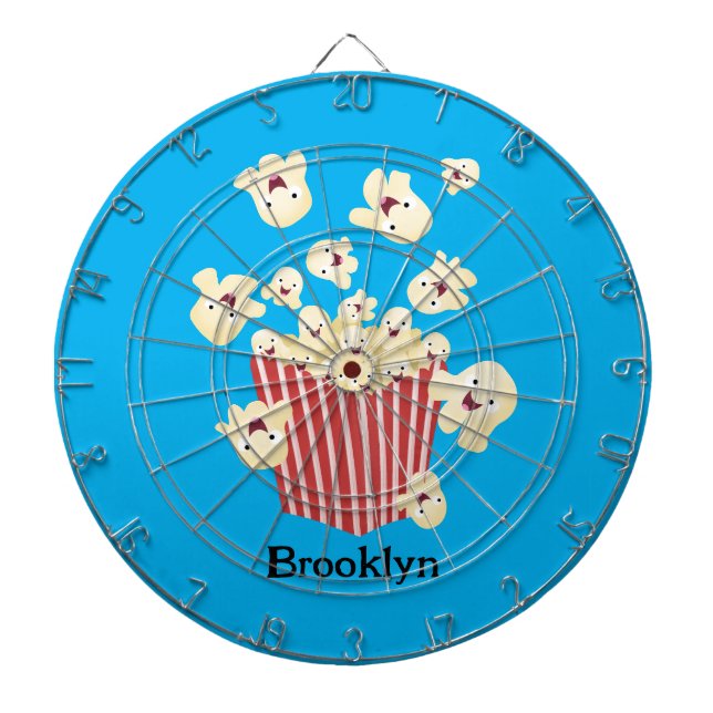 Cute funny jumping popcorn cartoon dartboard (Front)