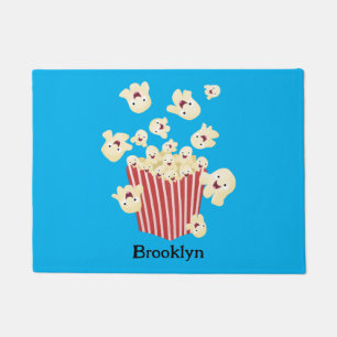 Cute funny jumping popcorn cartoon doormat
