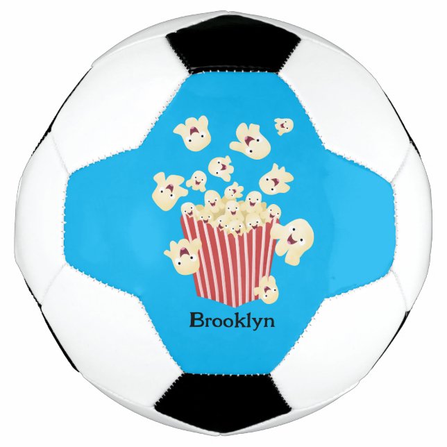 Cute funny jumping popcorn cartoon football (Front)