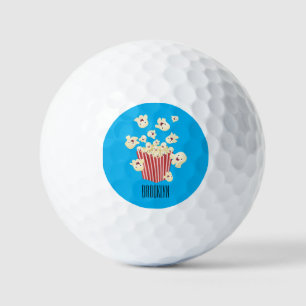 Cute funny jumping popcorn cartoon golf balls