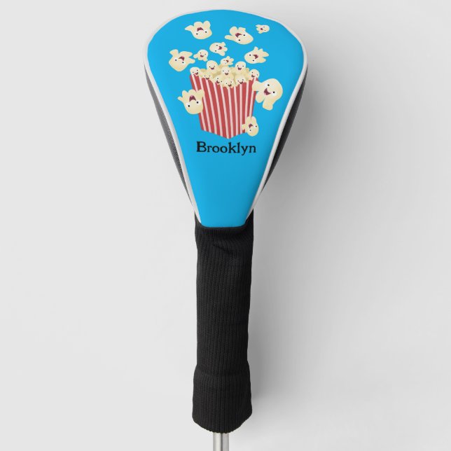 Cute funny jumping popcorn cartoon golf head cover (Front)