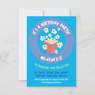 Cute funny jumping popcorn cartoon invitation
