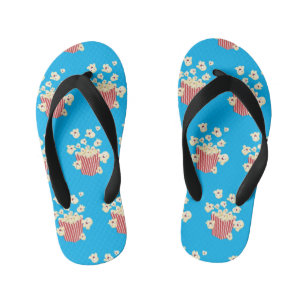 Cute funny jumping popcorn cartoon kid's flip flops