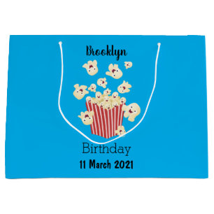 Cute funny jumping popcorn cartoon large gift bag