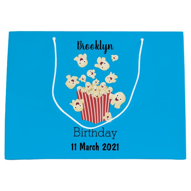 Cute funny jumping popcorn cartoon large gift bag (Front)