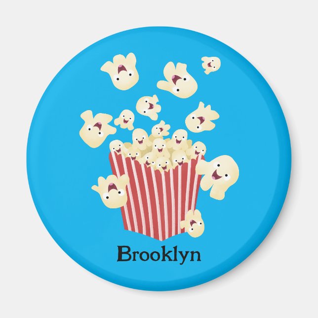 Cute funny jumping popcorn cartoon magnet (Front)