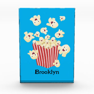Cute funny jumping popcorn cartoon photo block