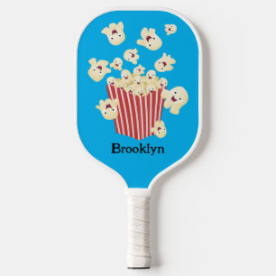 Cute funny jumping popcorn cartoon pickleball paddle