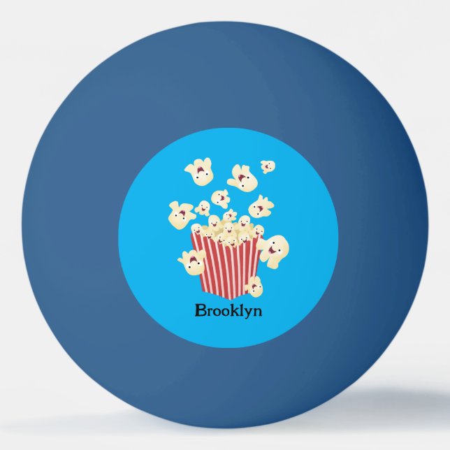 Cute funny jumping popcorn cartoon ping pong ball (Front)