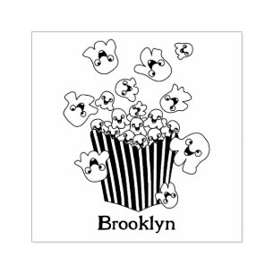 Cute funny jumping popcorn cartoon rubber stamp
