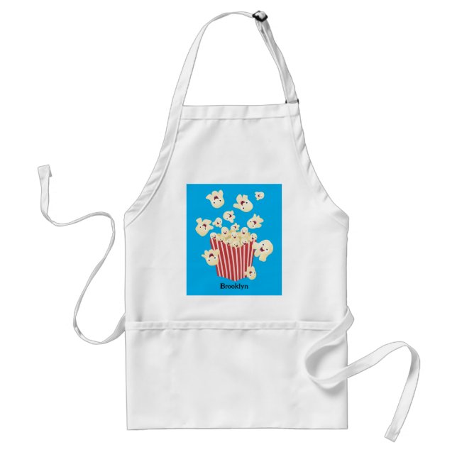 Cute funny jumping popcorn cartoon standard apron (Front)