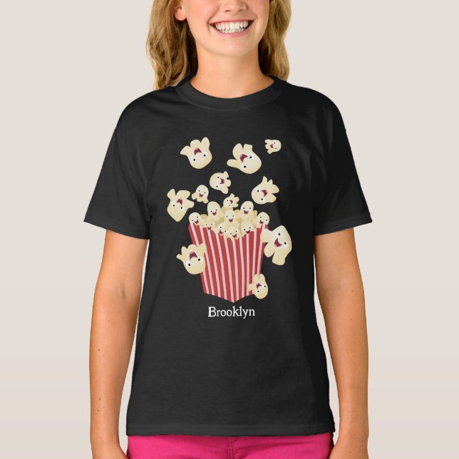 Cute funny jumping popcorn cartoon T-Shirt (Front)