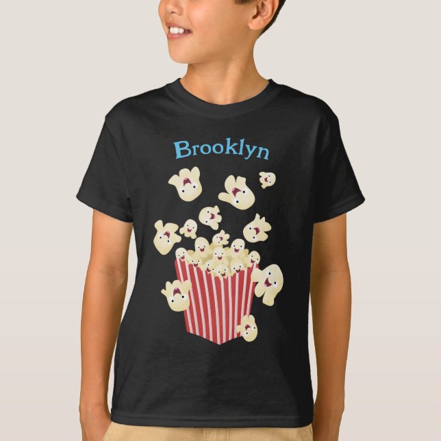Cute funny jumping popcorn cartoon T-Shirt (Front)
