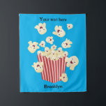 Cute funny jumping popcorn cartoon tapestry<br><div class="desc">It's showtime! Join the fun with these cute funny popcorn cartoon characters.
For kids and kids at heart!</div>