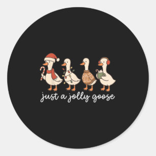 Cute Funny Just A Jolly Goose Silly Santa Hot Coco Classic Round Sticker