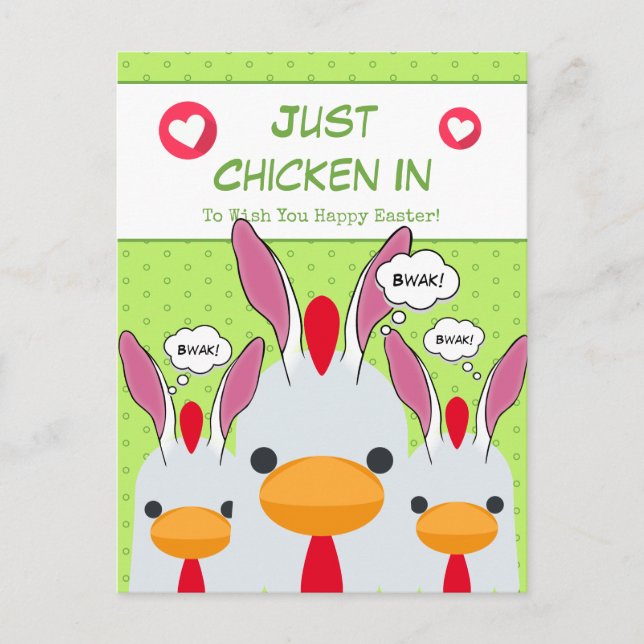 Cute Funny Just Chicken In Bunny Ears Happy Easter Holiday Postcard (Front)
