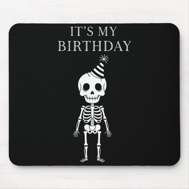 Cute Funny Kawaii Skeleton Birthday Skull Happy Wo Mouse Mat (Front)