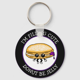 Cute Funny Kawaii Style Jelly Donut Puns Keychain