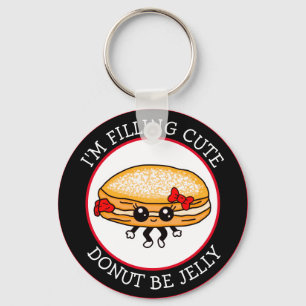 Cute Funny Kawaii Style Jelly Doughnut Puns Keycha Key Ring
