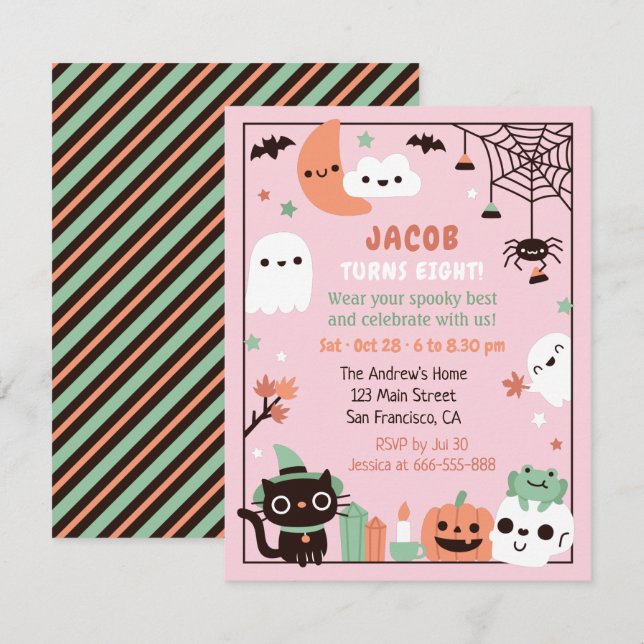 Cute Funny Kids Halloween Birthday Party Invitation (Front/Back)