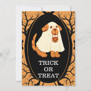Cute Funny Kids Halloween Party Black Orange Invitation