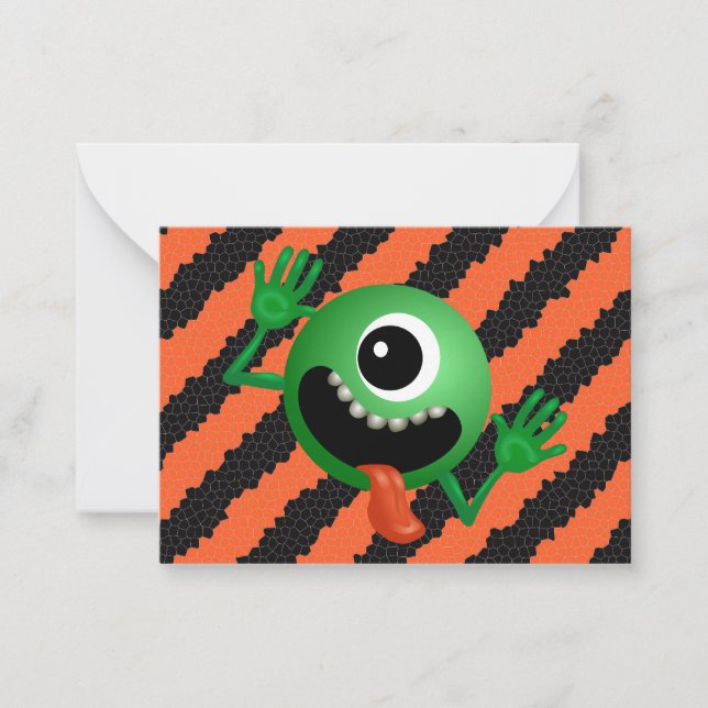 Cute Funny Kids Halloween Space Alien Card (Front)