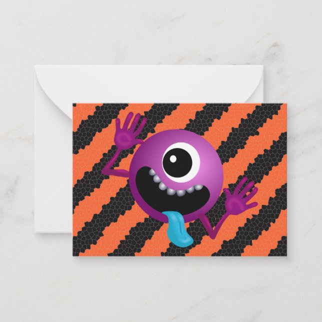 Cute Funny Kids Halloween Space Alien Note Card (Front)