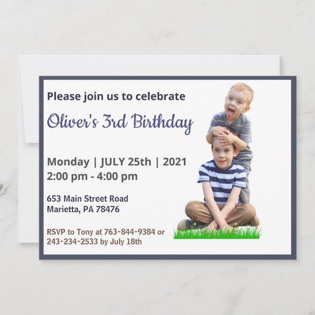 Cute Funny | Kids Photo Birthday Invitation (Front)