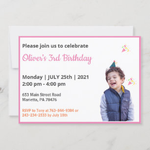 Cute Funny   Kids Photo Birthday  Invitation