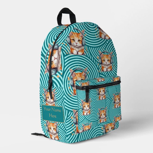 Cute Funny Kitten Custom Printed Backpack (Back Corner Left)