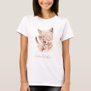 Cute Funny Kitty Cartoon Drawing - Add Your Text   T-Shirt