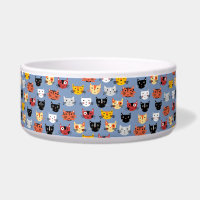 Cute Funny Kitty Cat Faces Pattern Blue