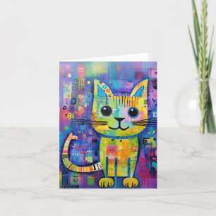 Cute Funny Kitty Cat Mixed Media Animal Pet Card