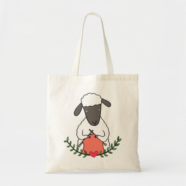 Cute Funny Knitting Sheep knitter gift Yarn Balls Tote Bag (Front)