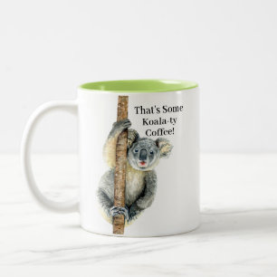 Cute Funny Koala Bear Animal Pun Two-Tone Coffee Mug
