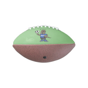 Cute funny Komodo dragon playing soccer cartoon American Football