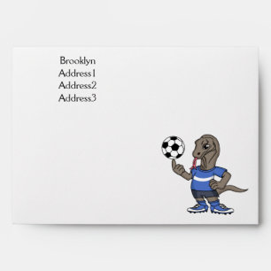Cute funny Komodo dragon playing soccer cartoon Envelope