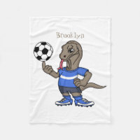 Cute Funny Komodo Dragon Playing Soccer Cartoon T