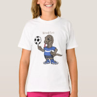Cute funny Komodo dragon playing soccer cartoon
