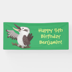 Cute funny laughing kookaburra cartoon banner