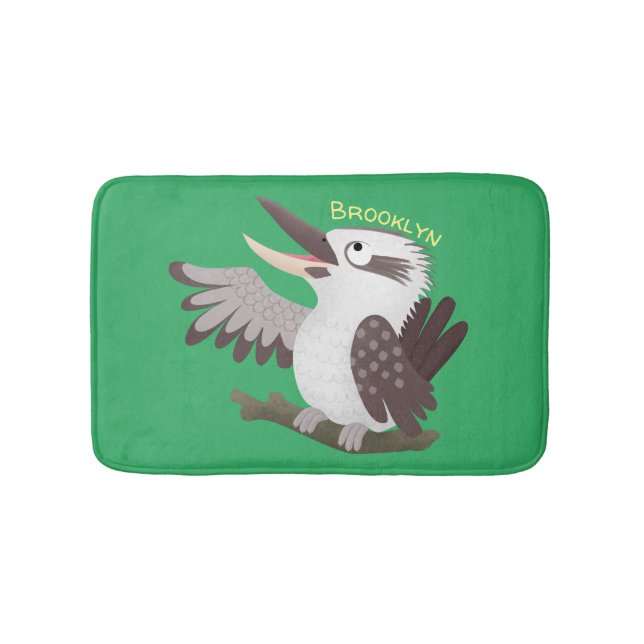 Cute funny laughing kookaburra cartoon bath mat (Front)