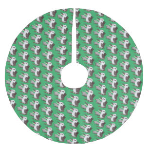 Cute funny laughing kookaburra cartoon brushed polyester tree skirt