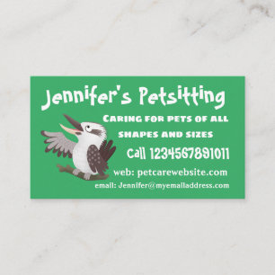 Cute funny laughing kookaburra cartoon business card