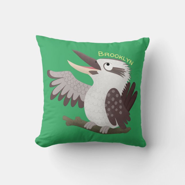 Cute funny laughing kookaburra cartoon cushion (Front)