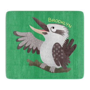 Cute funny laughing kookaburra cartoon cutting board