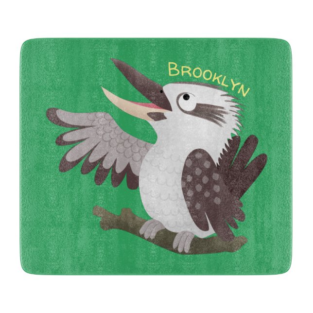 Cute funny laughing kookaburra cartoon cutting board (Front)