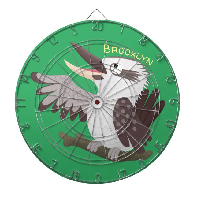 Cute funny laughing kookaburra cartoon dartboard (Front)